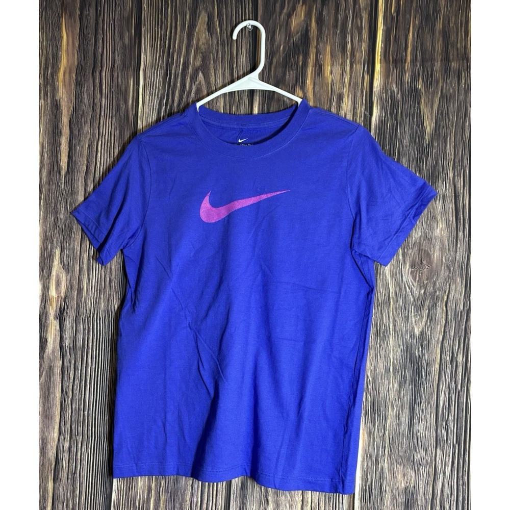 Nike Tee T-Shirt Boys XL Blue Short Sleeve Cotton Logo  Athletic DR0804 NWT